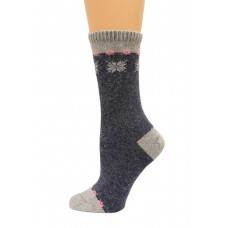 Wise Blend Angora Snow Flake Crew Socks, 1 Pair, Denim, Medium, Shoe Size W 6-9