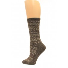 Wise Blend Angora Aztec Crew Socks, 1 Pair, Brown, Medium, Shoe Size W 6-9