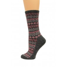 Wise Blend Angora Aztec Crew Socks, 1 Pair, Charcoal, Medium, Shoe Size W 6-9