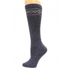 Wise Blend Angora Flower Knee High Socks, 1 Pair, Denim, Medium, Shoe Size W 6-9