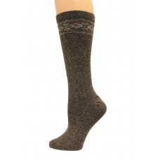 Wise Blend Angora Flower Knee High Socks, 1 Pair, Brown, Medium, Shoe Size W 6-9