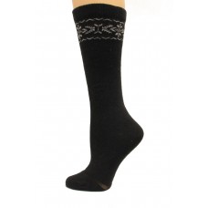 Wise Blend Angora Flower Knee High Socks, 1 Pair, Black, Medium, Shoe Size W 6-9