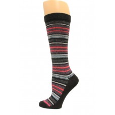 Wise Blend Angora Stripe Knee High Socks, 1 Pair, Black, Medium, Shoe Size W 6-9