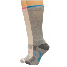 Wrangler Ladies Crew Socks 2 Pair, White/Grey, W 7.5-9.5