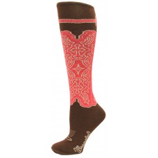 Wrangler Ladies Wild West Boot Socks 1 Pair, Brown, W 7.5-9.5