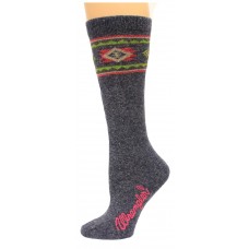 Wrangler Ladies Angora Aztec Boot Sock 1 Pair, Denim, W 7.5-9.5